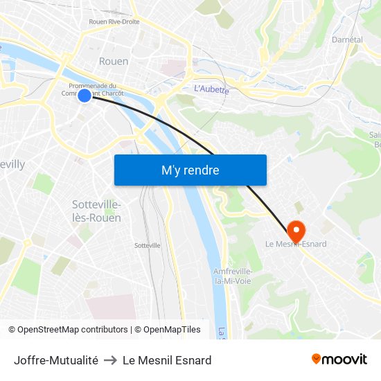 Joffre-Mutualité to Le Mesnil Esnard map