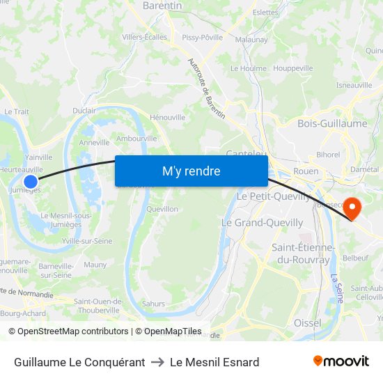 Guillaume Le Conquérant to Le Mesnil Esnard map