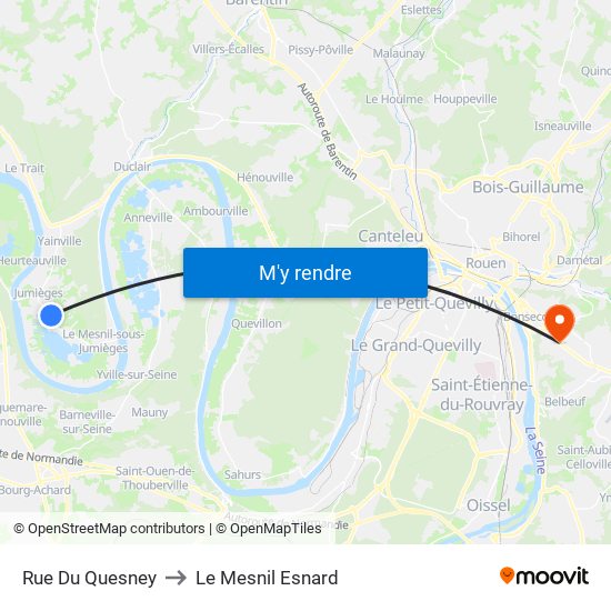 Rue Du Quesney to Le Mesnil Esnard map