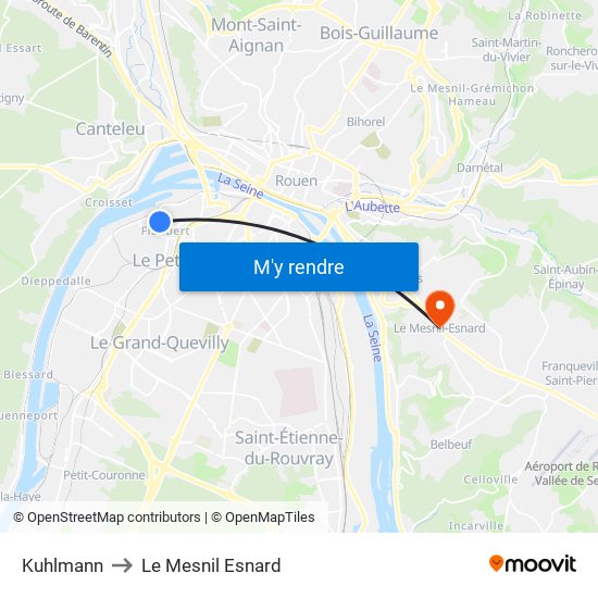 Kuhlmann to Le Mesnil Esnard map