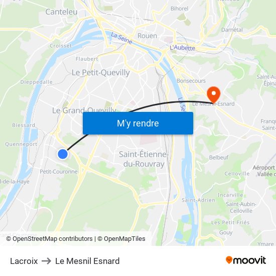 Lacroix to Le Mesnil Esnard map