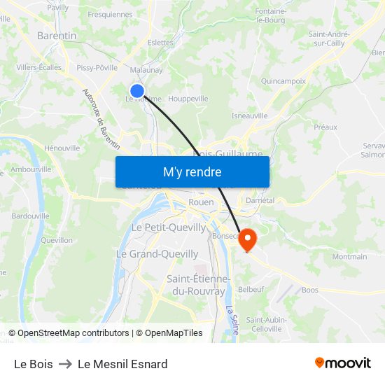 Le Bois to Le Mesnil Esnard map