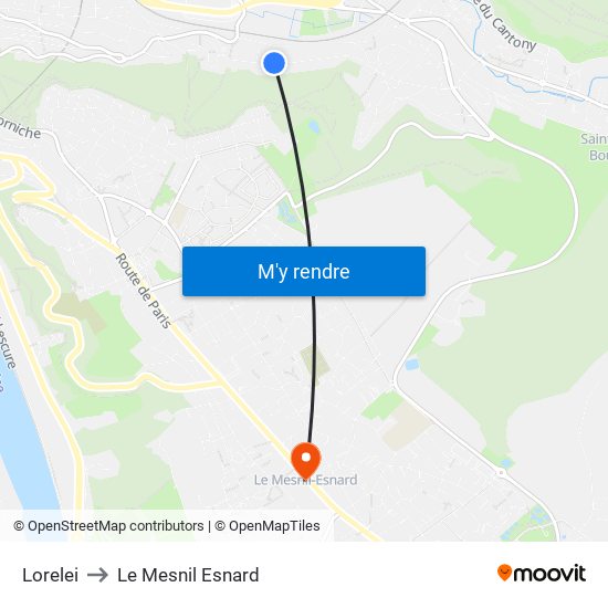 Lorelei to Le Mesnil Esnard map