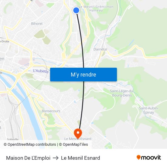 Maison De L'Emploi to Le Mesnil Esnard map