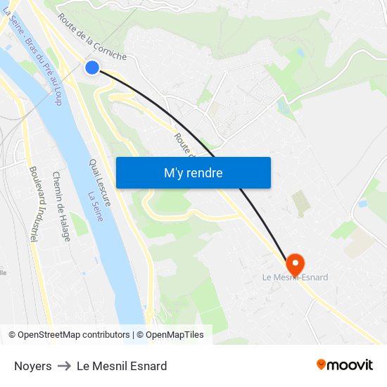 Noyers to Le Mesnil Esnard map