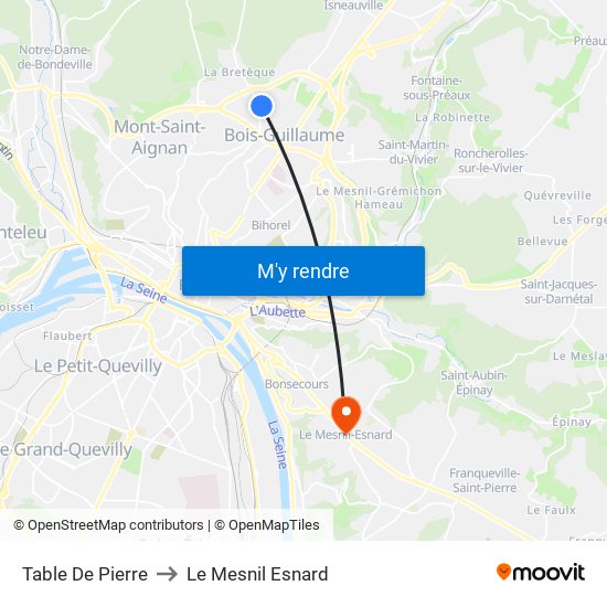 Table De Pierre to Le Mesnil Esnard map