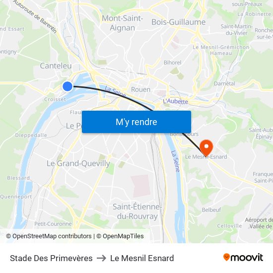 Stade Des Primevères to Le Mesnil Esnard map