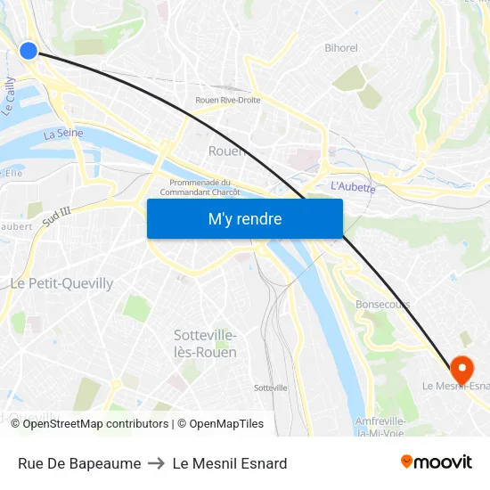 Rue De Bapeaume to Le Mesnil Esnard map