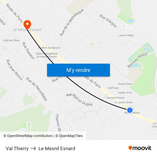 Val Thierry to Le Mesnil Esnard map