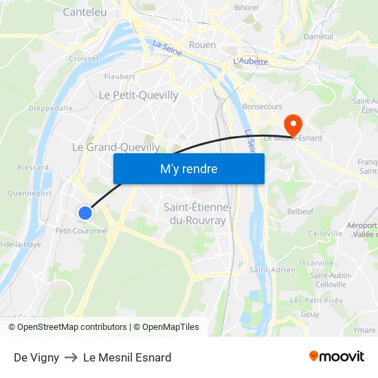 De Vigny to Le Mesnil Esnard map