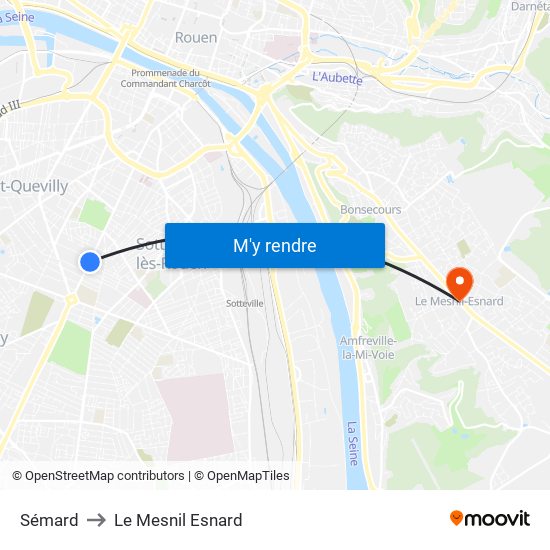 Sémard to Le Mesnil Esnard map