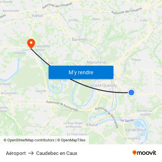 Aéroport to Caudebec en Caux map