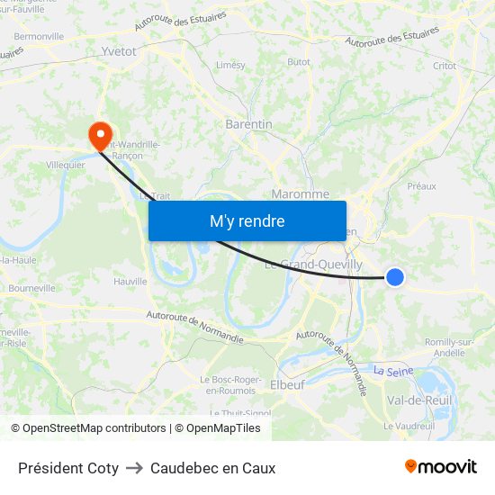 Président Coty to Caudebec en Caux map