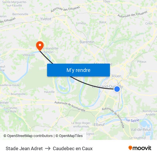 Stade Jean Adret to Caudebec en Caux map