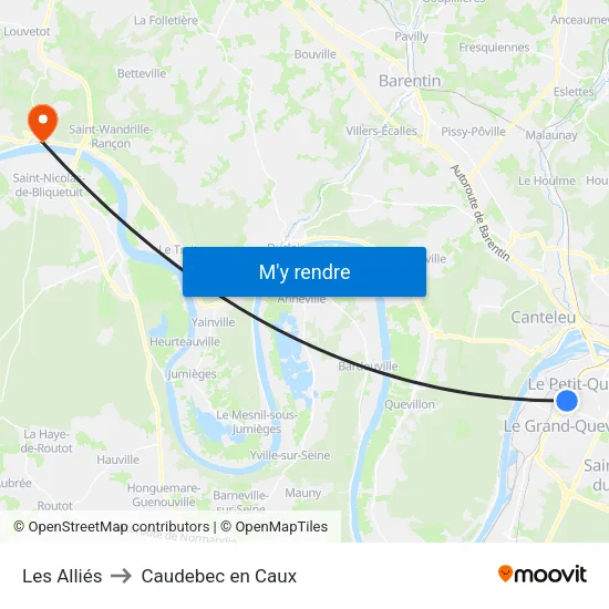 Les Alliés to Caudebec en Caux map