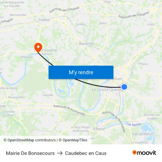 Mairie De Bonsecours to Caudebec en Caux map