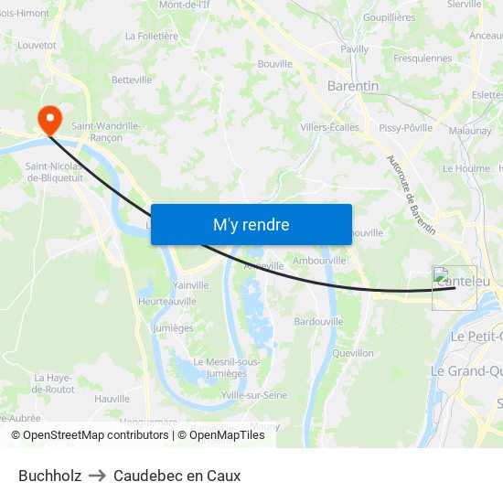 Buchholz to Caudebec en Caux map