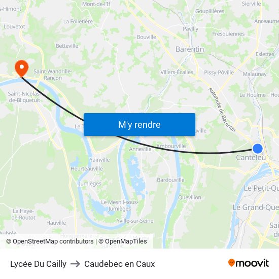 Lycée Du Cailly to Caudebec en Caux map