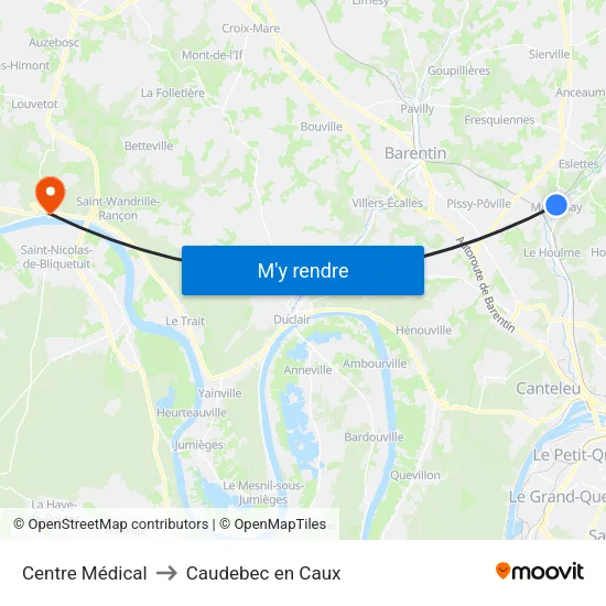 Centre Médical to Caudebec en Caux map