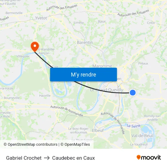 Gabriel Crochet to Caudebec en Caux map