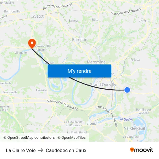 La Claire Voie to Caudebec en Caux map