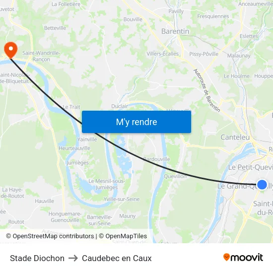 Stade Diochon to Caudebec en Caux map