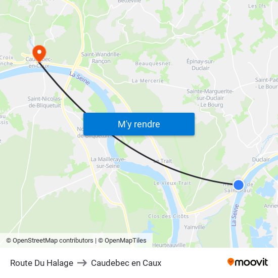 Route Du Halage to Caudebec en Caux map