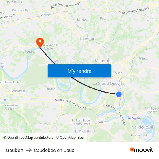 Goubert to Caudebec en Caux map