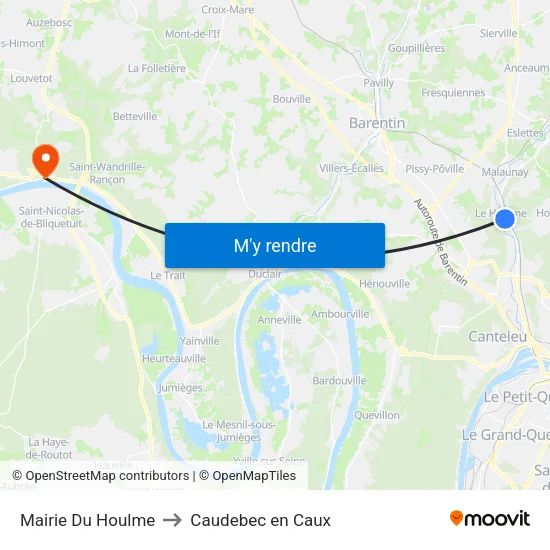 Mairie Du Houlme to Caudebec en Caux map