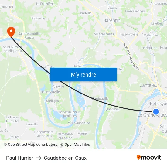Paul Hurrier to Caudebec en Caux map
