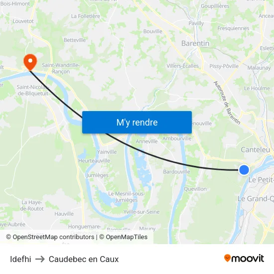 Idefhi to Caudebec en Caux map