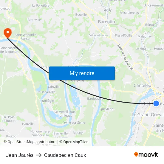 Jean Jaurès to Caudebec en Caux map