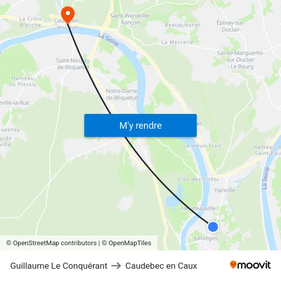 Guillaume Le Conquérant to Caudebec en Caux map