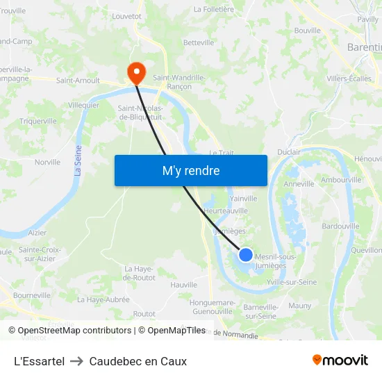 L'Essartel to Caudebec en Caux map