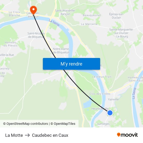 La Motte to Caudebec en Caux map