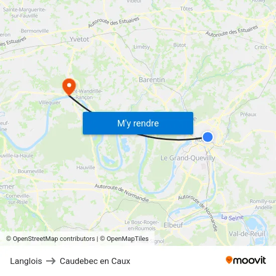 Langlois to Caudebec en Caux map