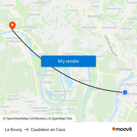 Le Bourg to Caudebec en Caux map