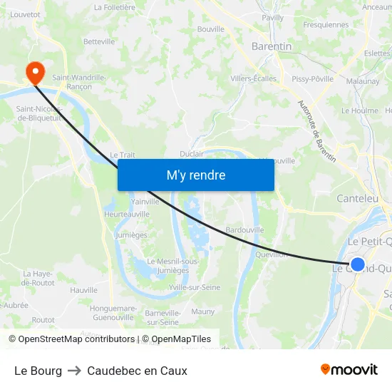 Le Bourg to Caudebec en Caux map