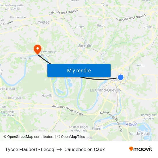 Lycée Flaubert - Lecoq to Caudebec en Caux map