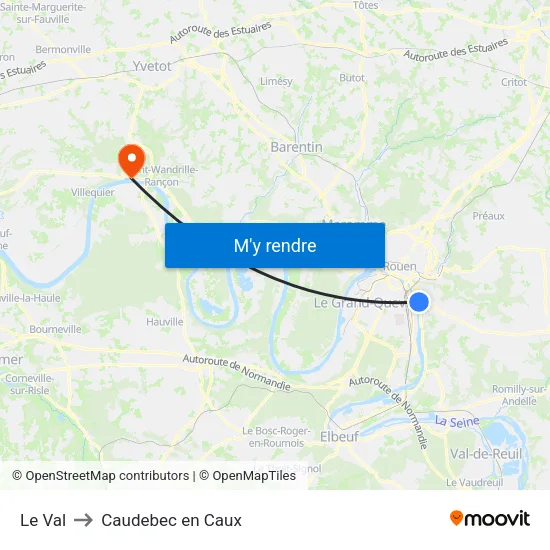 Le Val to Caudebec en Caux map