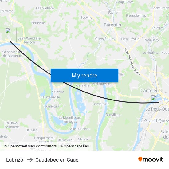 Lubrizol to Caudebec en Caux map