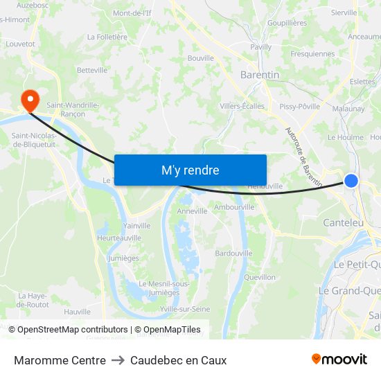 Maromme Centre to Caudebec en Caux map