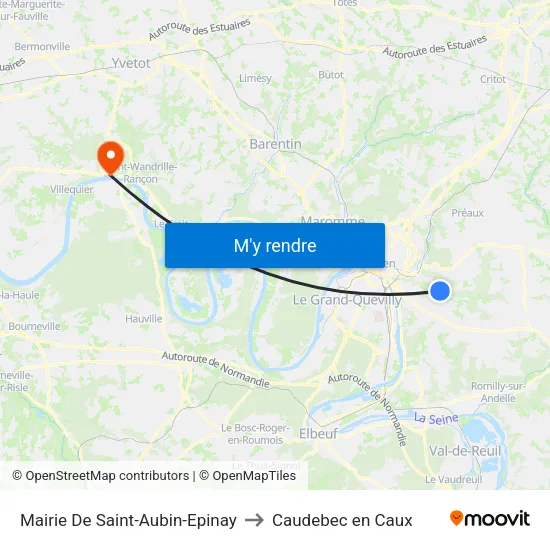 Mairie De Saint-Aubin-Epinay to Caudebec en Caux map