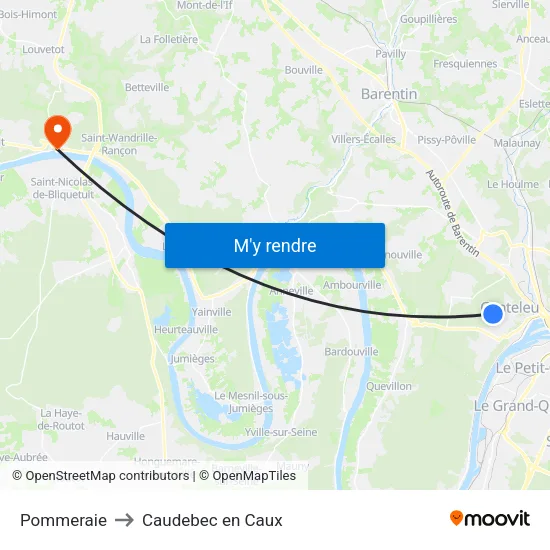 Pommeraie to Caudebec en Caux map