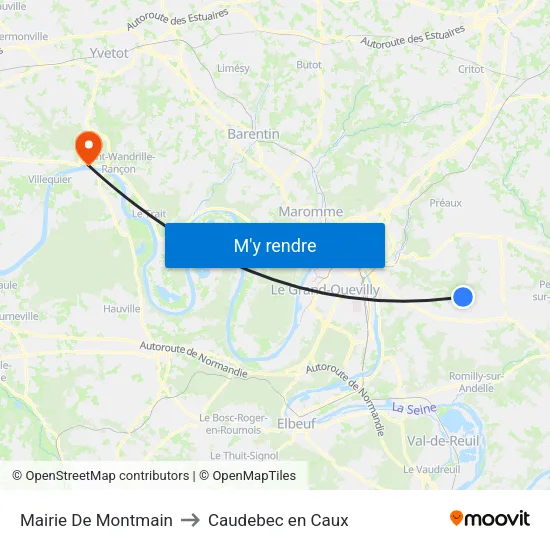 Mairie De Montmain to Caudebec en Caux map