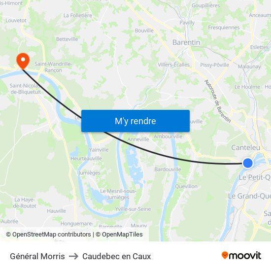 Général Morris to Caudebec en Caux map