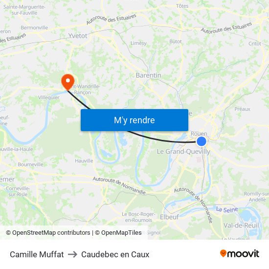 Camille Muffat to Caudebec en Caux map