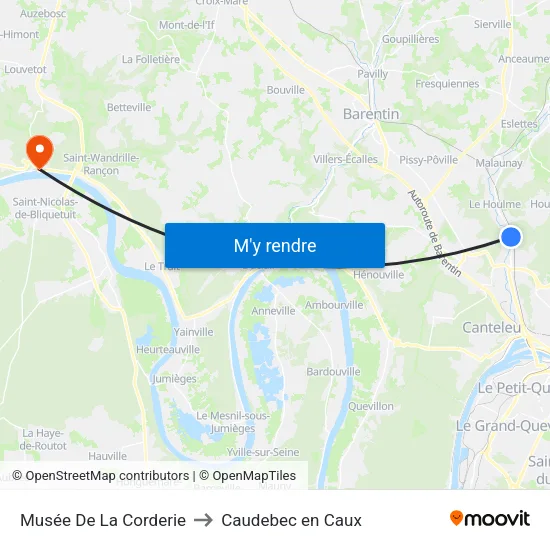 Musée De La Corderie to Caudebec en Caux map