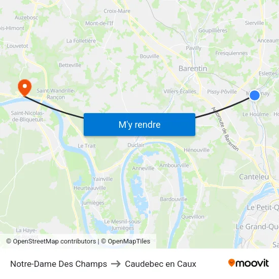 Notre-Dame Des Champs to Caudebec en Caux map