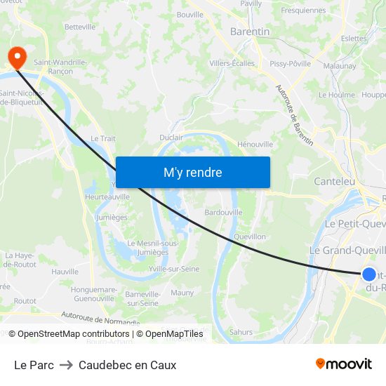 Le Parc to Caudebec en Caux map